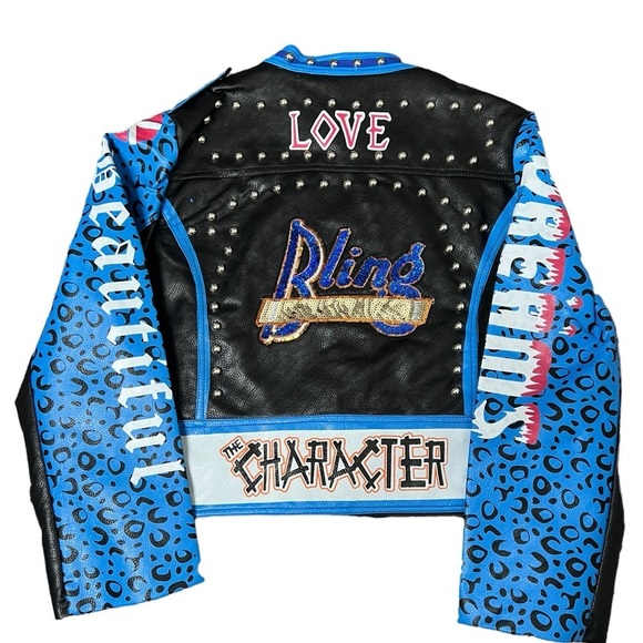 For Her NYC Women’s Studded Bling Moto Jacket - Picture 10 of 16